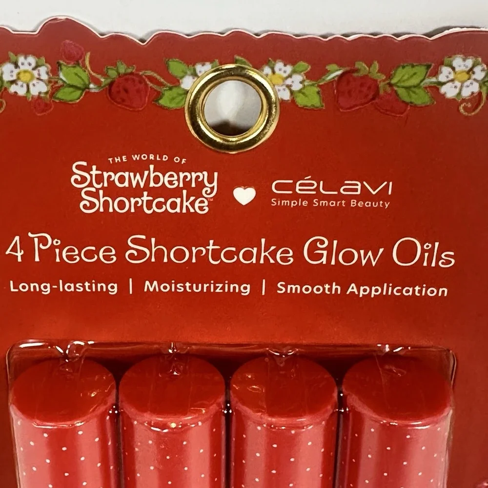 Strawberry Shortcake Celavi Lip Oil Set 4pc Gloss Moisturizing New Sealed
